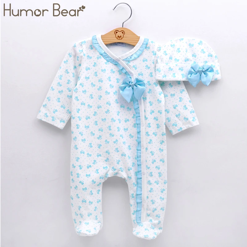 Humor Bear/одежда для малышей Рождественская Одежда для маленьких девочек Комбинезон с бантом, комплект одежды, комбинезон, шляпа, 2 предмета, милый комбинезон для маленьких девочек, Детский костюм