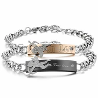 fashion romantic true love cupid couple bracelets crystal stainless steel promise bracelet for men women valentines day gift