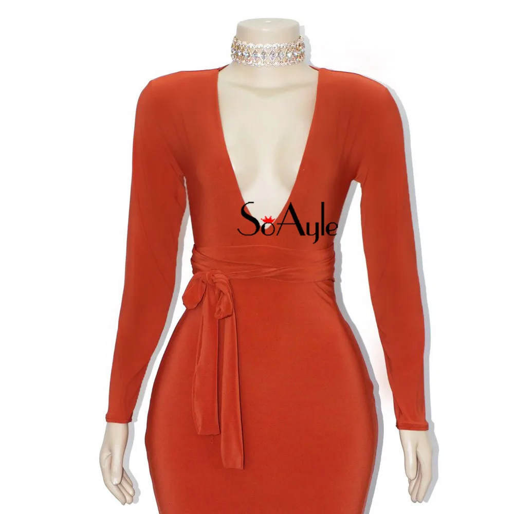 

SoAyle Real Photo Vestidos de festa Plus Size Maternity Prom Dresses Deep V-neck Empire Sashes Red Mermaid Evening Dresses H