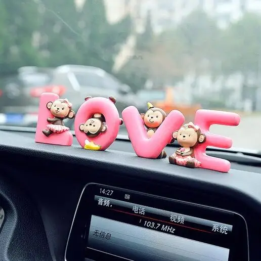 1 комплект украшение на приборную панель для дома и офиса с милыми обезьянками