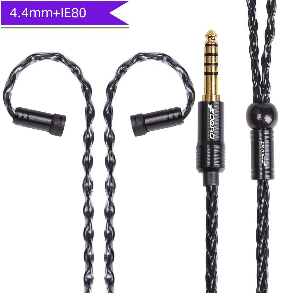 black 4.4mm IE80 FDBRO 2,5/3,5/4,4 мм наушники кабель IE80 A2DC IM 8 ядерный мини посеребренные CD-плеер гарнитура провода LS50 LS70 LS200 LS300 E50 - Цвет: black 4.4mm IE80