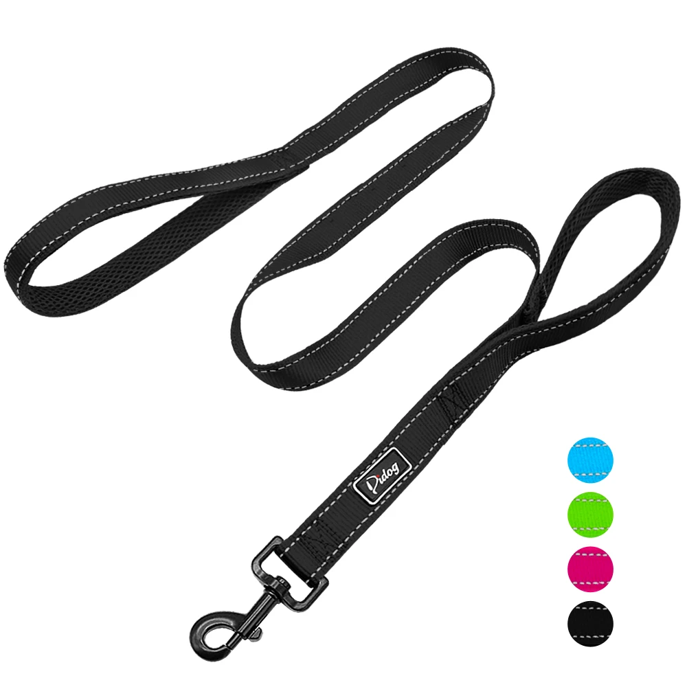 

2 Handles Dog Leash Reflective Nylon Double Handle Traffic Dog Lead Belt For Medium Large Dogs Greater Control Safety Training