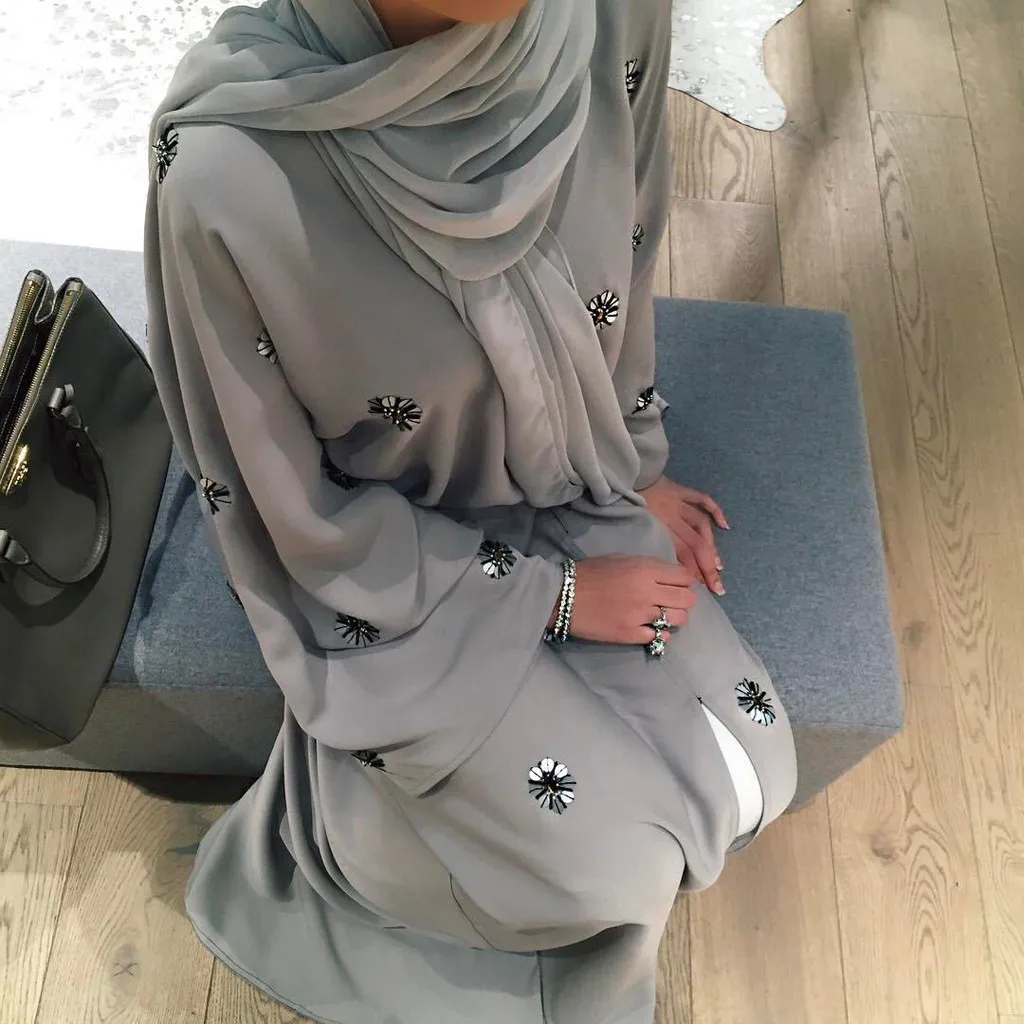 Женское платье макси с принтом Abaya Jilbab повседневное длинное кафтан вышивкой