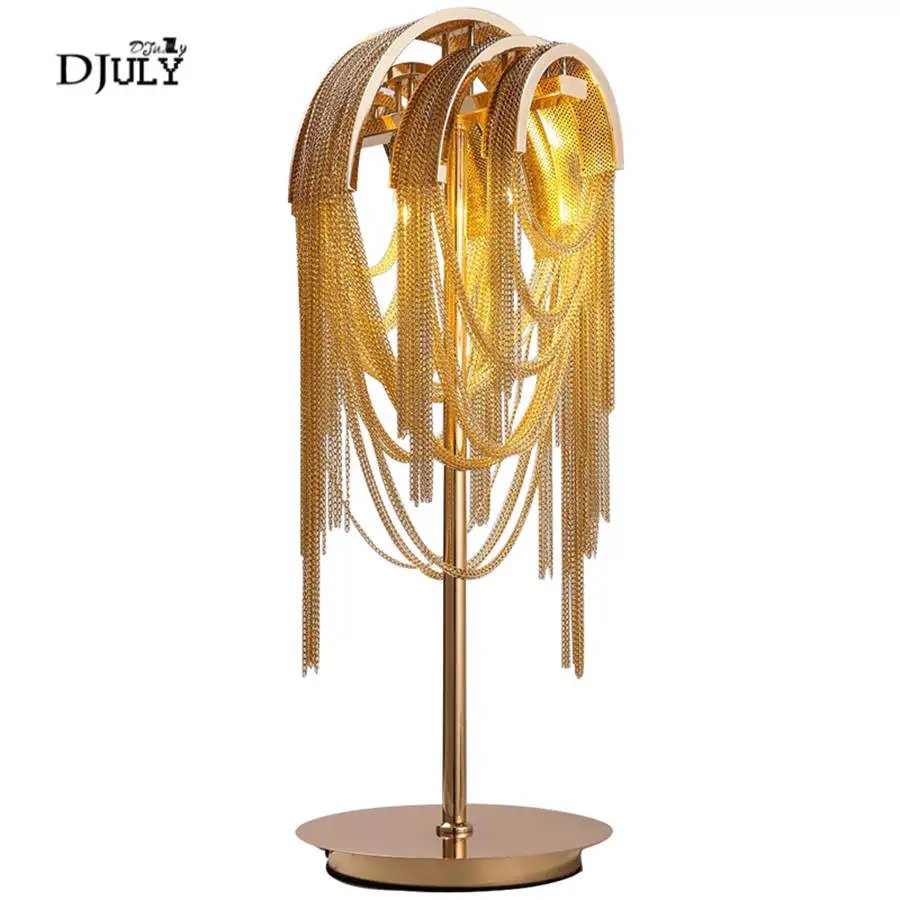 Постмодерн Золотая цепочка кисточка настольная лампа для виллы спальни