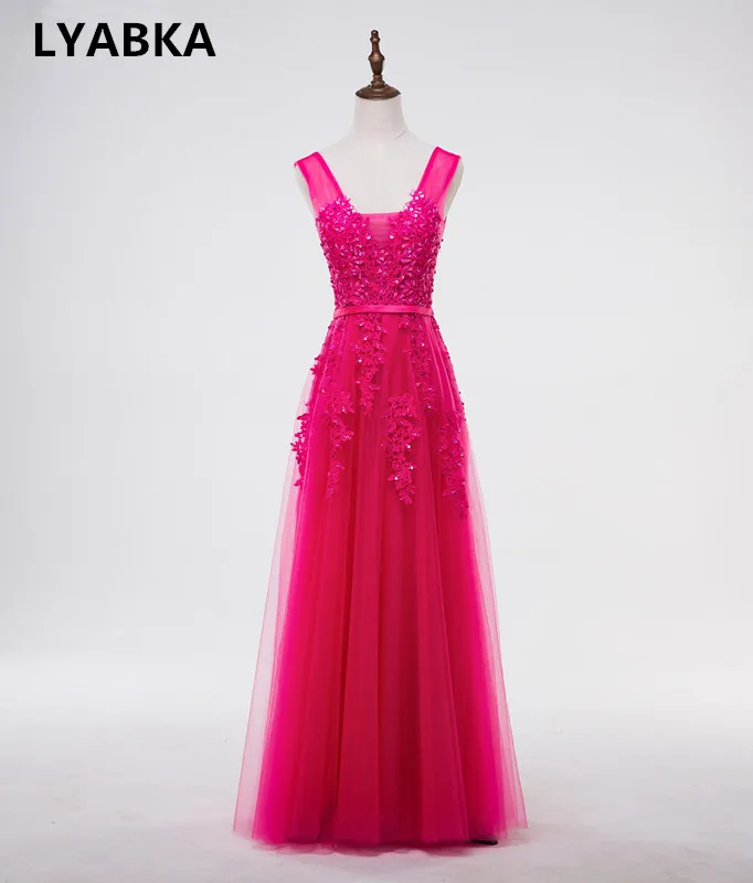 rose red Вечернее платье с v-образным вырезом Robe De Soiree бордовый Тюль с вечерние платья с аппликацией длинное платье настоящая фотография vestido de festa - Цвет: rose red