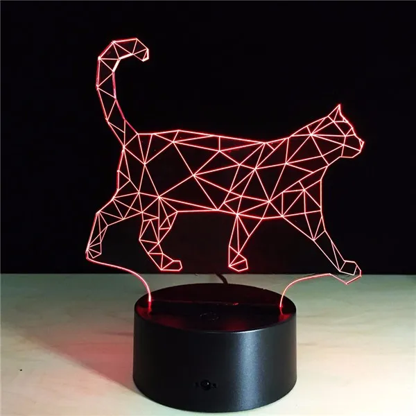 Кошка лампада 3D кошка лампа для чтения лампе ночник для друзей меняемый цвет светодиодный ночник PMMA иллюзия Лампа сенсорная кнопка