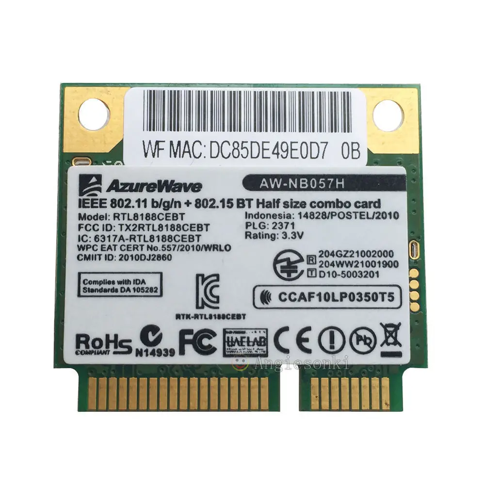 Realtek RTL8188CEBT 802,11 b/g/n WiFi+ BT 3,0 150Mbps Mini PCI-E Беспроводная WLAN комбинированная карта