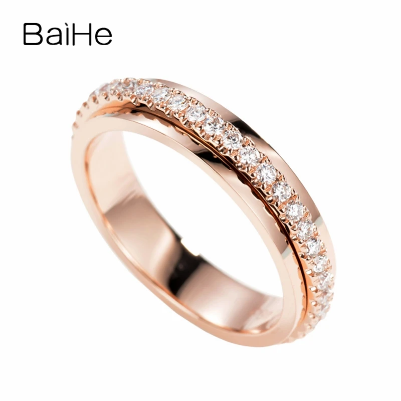 Женское кольцо с натуральным бриллиантом BAIHE розовое золото 14 к 0 43ct H/SI|Кольца| |