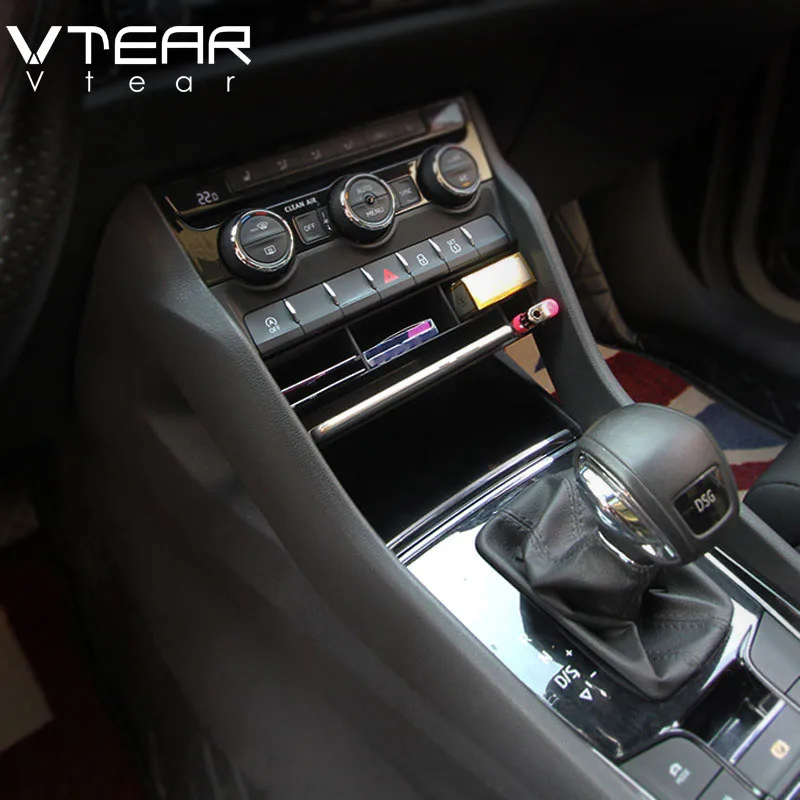 Vtear для Skoda Kodiaq шкода кодиак автомобильный ящик для хранения, аксессуары, центральная консоль, лоток, держатель, Стильный карманный багажник, органайзер, украшение аксессуары