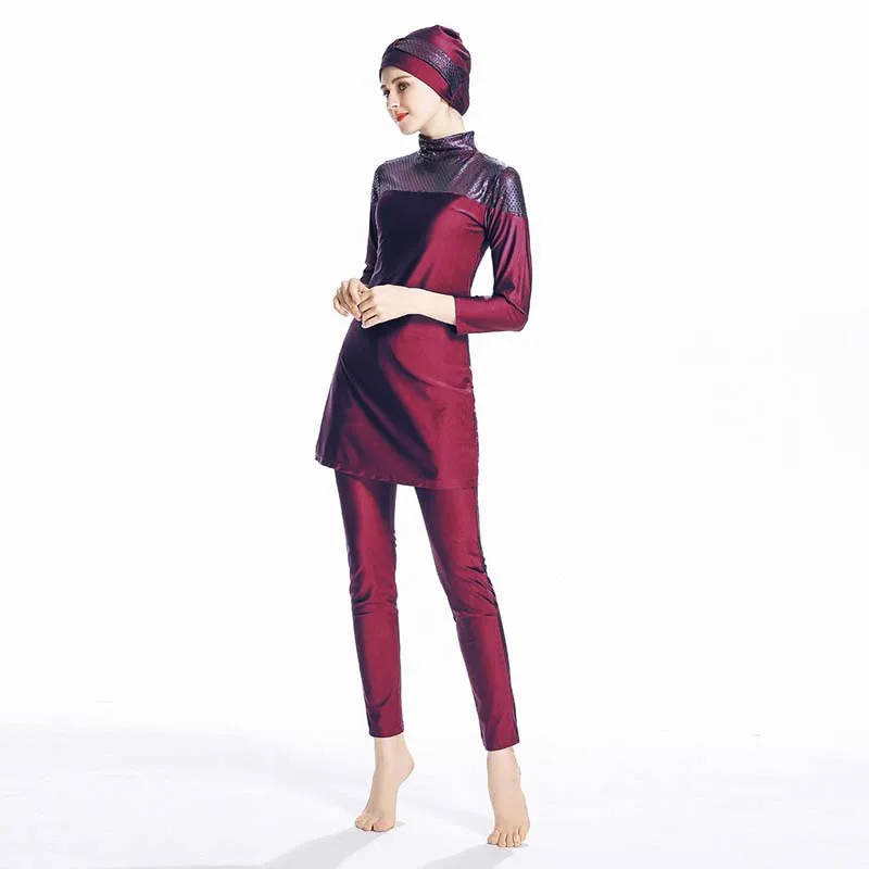 BAILUNMA Burkinis Мусульманский купальник для мусульман хиджаб купальник для мусульман женщин плюс размер печатных сплайсинга скромный купальник для дам 055
