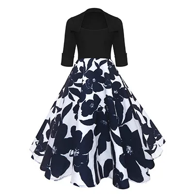 10 Pin Up Vestidos размера плюс Для женщин весенние черные Ретро Повседневное Платья для вечеринок рокабилли 50s Винтаж Одри Хепберн Платье - Цвет: 10