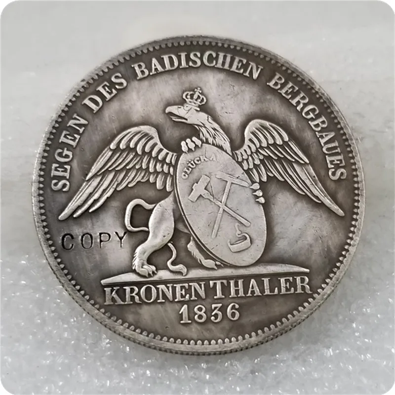 1836 Германия Deutschland Baden Durlach Mining Taler копия серебряной монеты Бесплатная