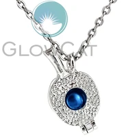sports table tennis racquet beads cage locket pendant perfume diffuser pearl cage necklace gift kk1139