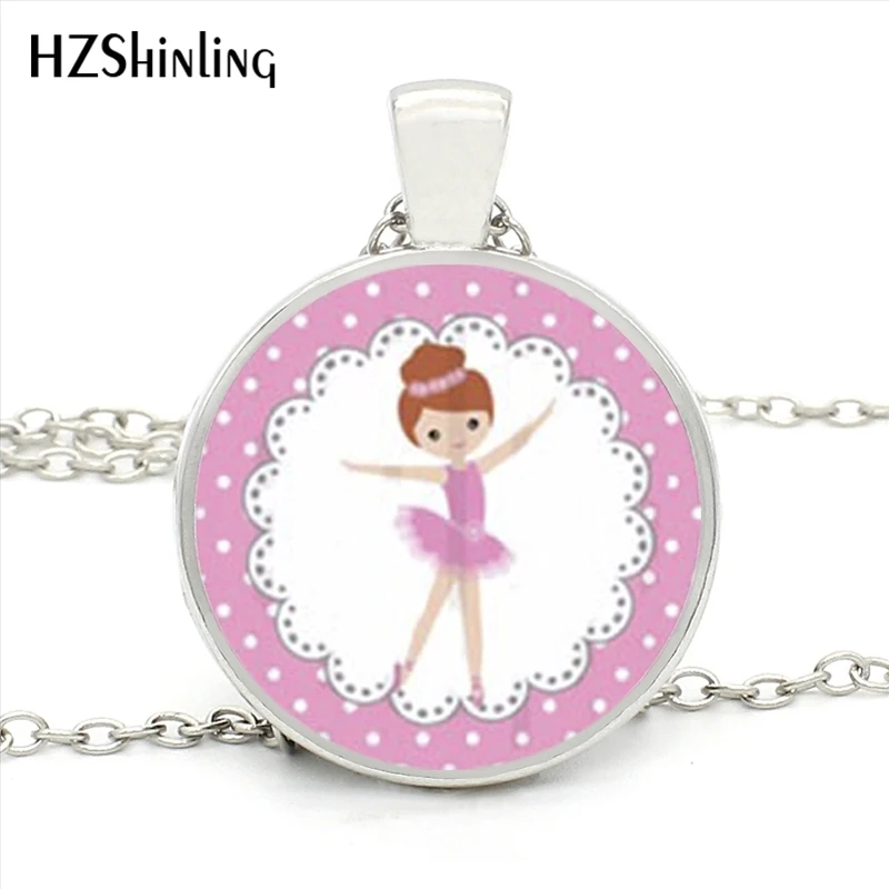 HZShinling HZ1-MINI-0043 Новинка, балерина, девушка, ожерелье, стеклянный кабошон ручной работы, танцующая девушка, цепочка, ожерелье для женщин