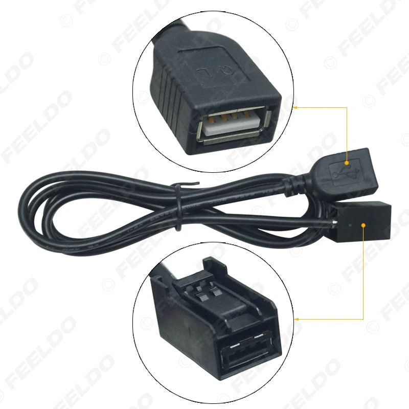 Автомобильный AUX USB Кабель-адаптер FEELDO штекер женский порт Удлинительный провод