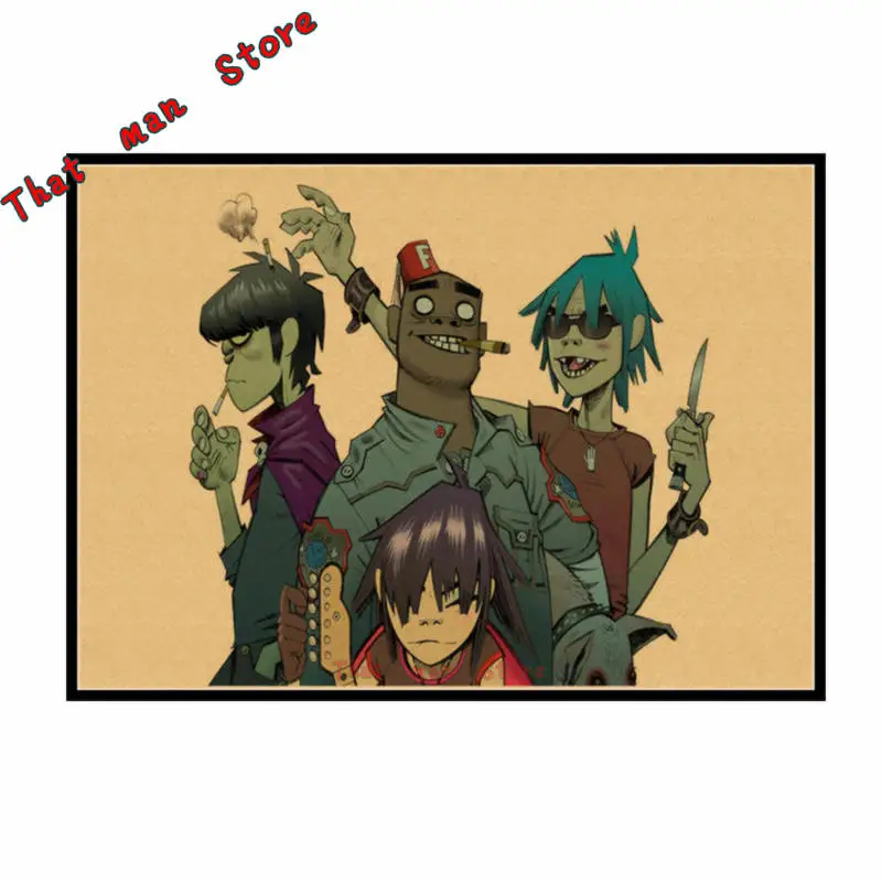 Gorillaz urchin хип-хоп рэп рок музыкальная группа плакат в стиле ретро из крафт-бумаги бар кафе спальня Арт плакат 42*30 см без рамки - Цвет: Фиолетовый
