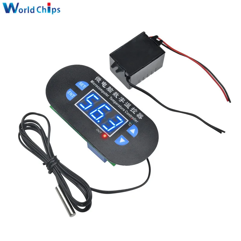 Blue 220V W1308 AC/DC 12 В 220 В Регулируемый Цифровой Термостат Температурный сигнал Контроллер Датчик метр Красный Синий светодиодный дисплей DK-W1308 - Цвет: Blue 220V