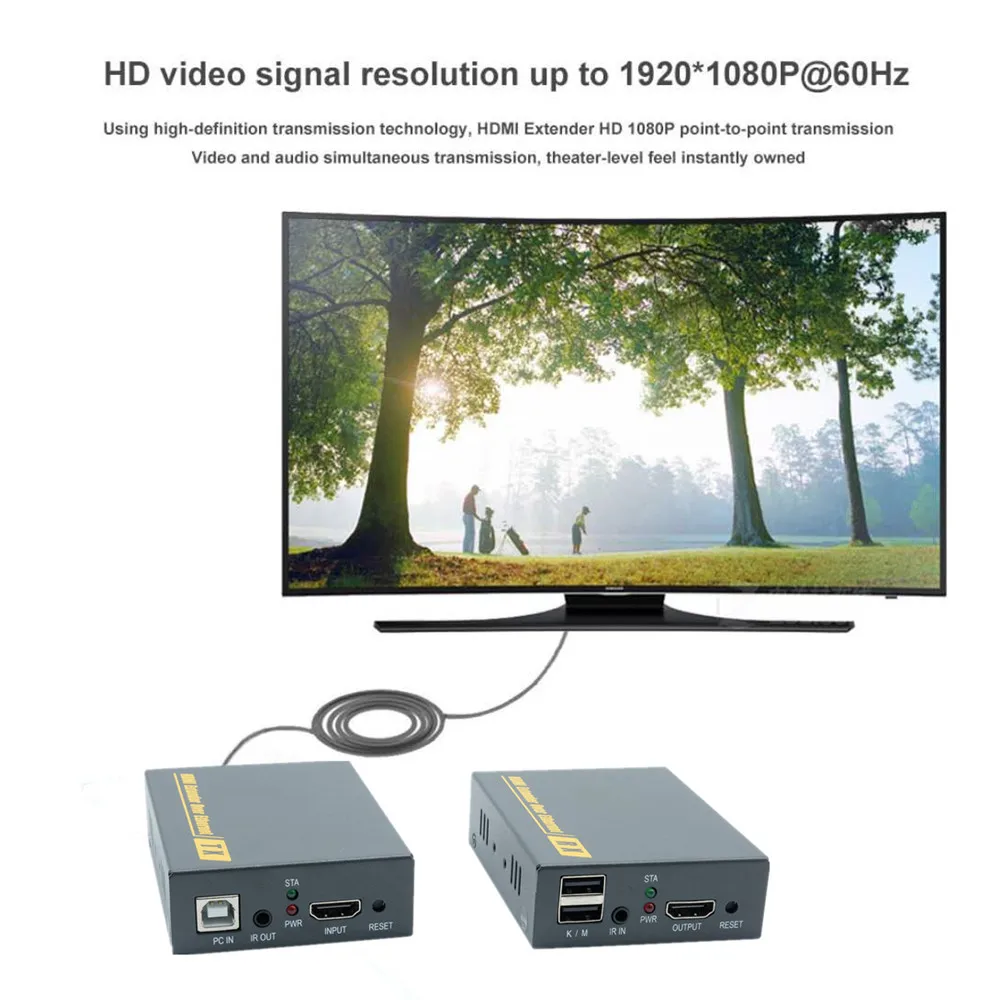 Высокое качество 500ft 20~ 60 кГц IR USB по TCP IP KVM удлинитель 1080P USB HDMI KVM IR удлинитель 150 м через RJ45 Cat5e Cat6 Cat7 кабель