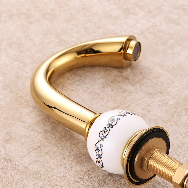 Ретро дизайн ванная комната на бортике Ванна Раковина латунный смеситель кран