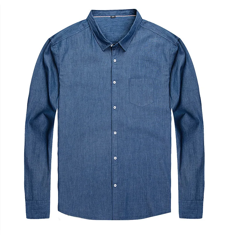 10XL 8XL 6XL 5XL 4XL джинсы мужские рубашки из хлопка с длинным рукавом Оксфорд Тонкий Camisa social Осенняя джинсовая рубашка мужская брендовая одежда