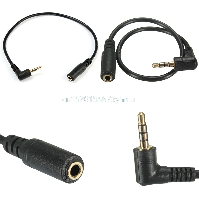 

1/4Pc 3.5mm 4Pole 90 Angled Male to Female AUX Audio OMTP interchange CTIA Cable - L057 New hot