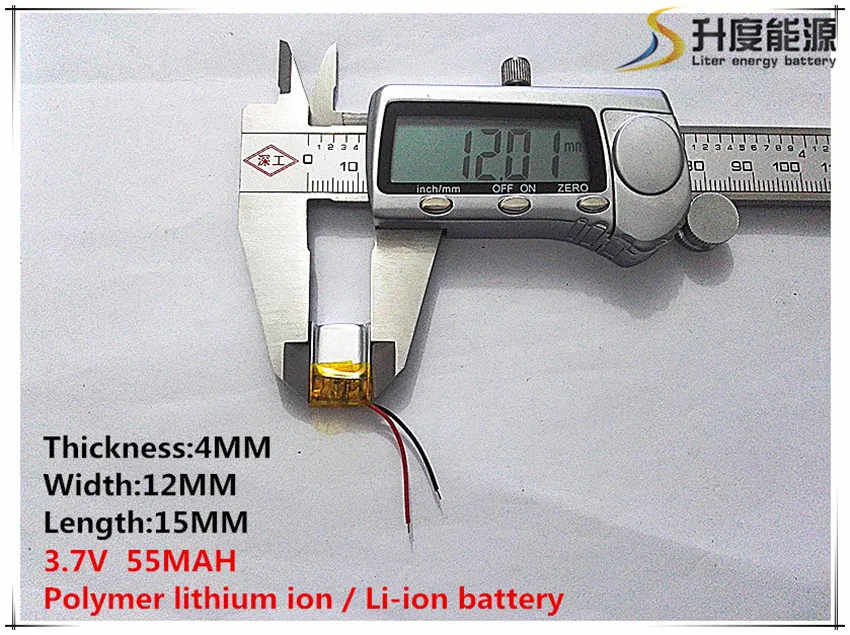 3,7 V, 55 mAH, [401215] PLIB; полимерный литий-ионный/литий-ионный аккумулятор для gps, mp3, mp4, mp5, dvd, bluetooth, модельных игрушек