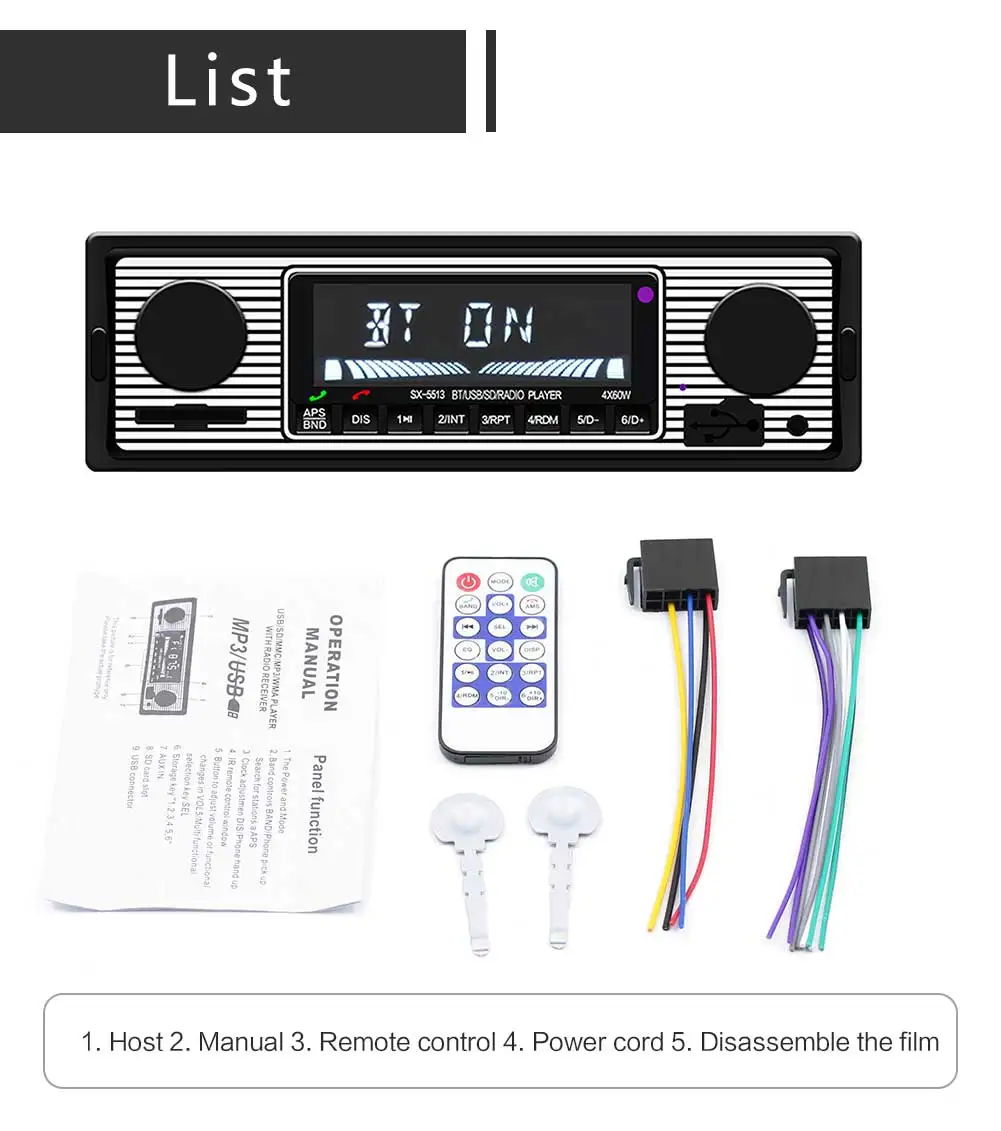 Автомобильный Радио Классический FM Ретро плеер Bluetooth стерео MP3 USB SD автомобиль u