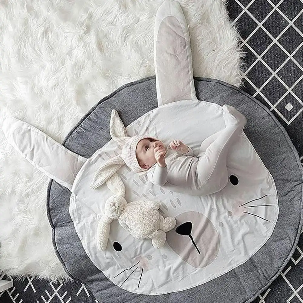 Kidlove, милый детский коврик для ползания, круглый детский коврик для ползания, одеяло с кроликом, хлопковый коврик, декор для детской комнаты