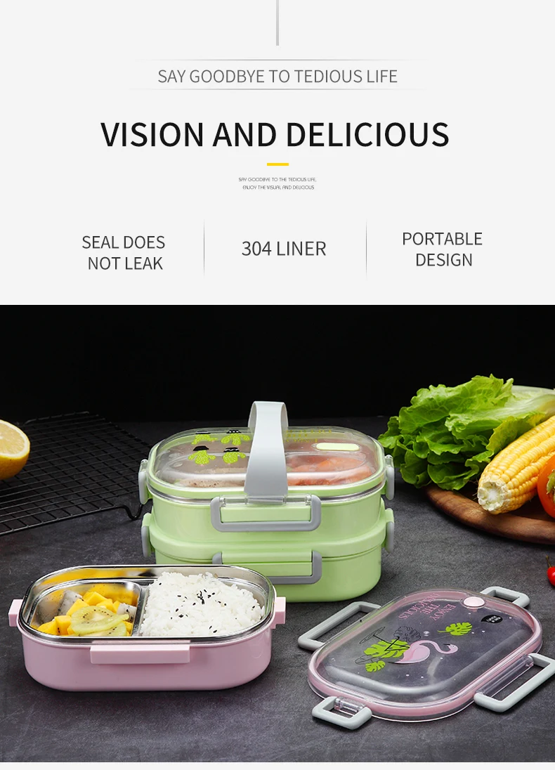 WORTHBUY японский картон Ланч-бокс 304 из нержавеющей стали Bento box для детей контейнер для хранения еды герметичный Bento Ланч-бокс