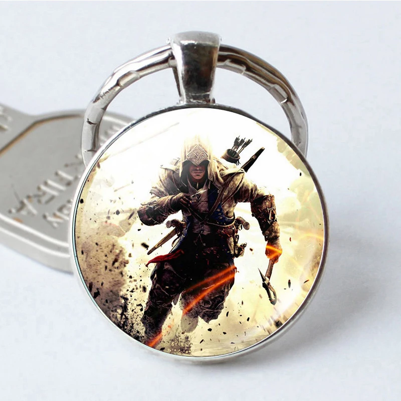 Мода Assassins Creed брелки стакан драгоценных камней кулон брелок игра связанные Простые Ювелирные изделия милые подарки - Цвет: 4