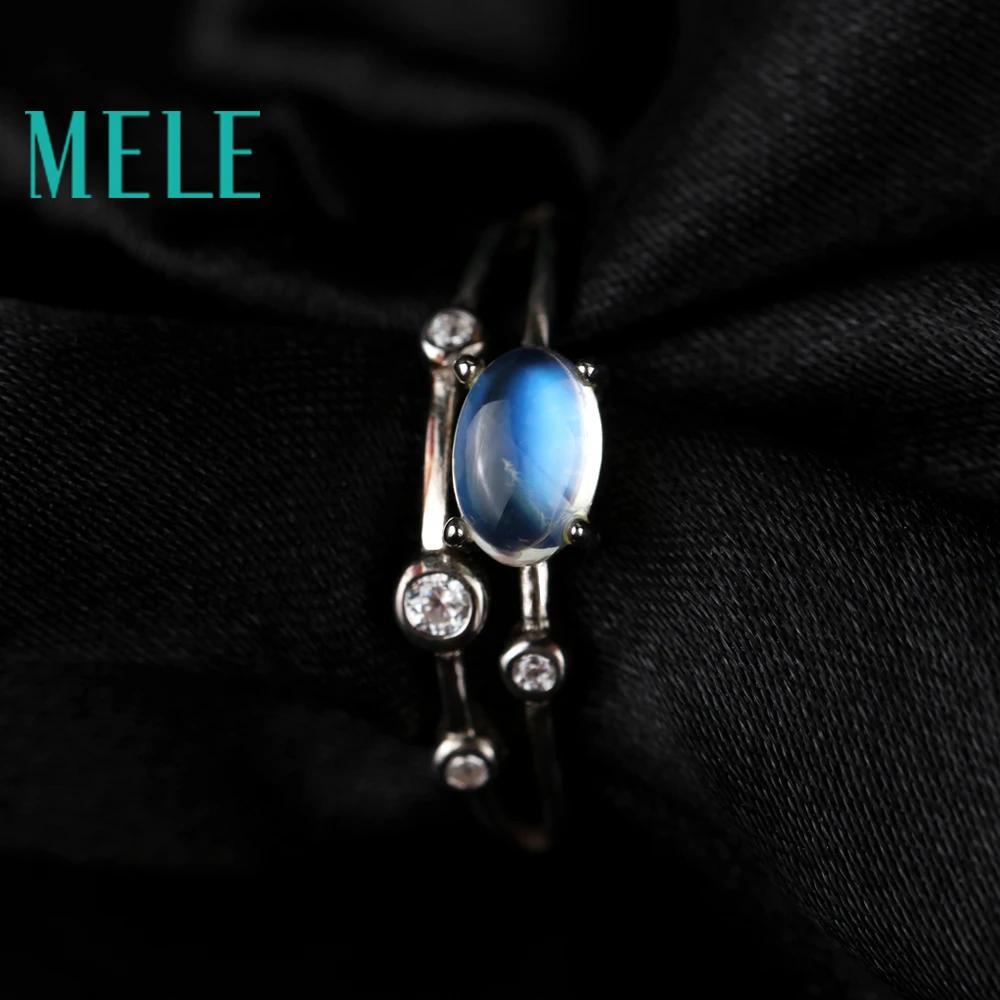 Кольца из стерлингового серебра 925 пробы с натуральным лунным камнем для женщин и