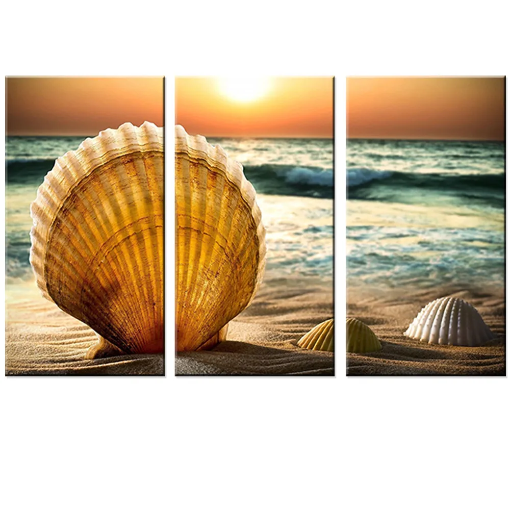 Без рамки картина маслом Настенный декор вид на море закат пляж ракушка