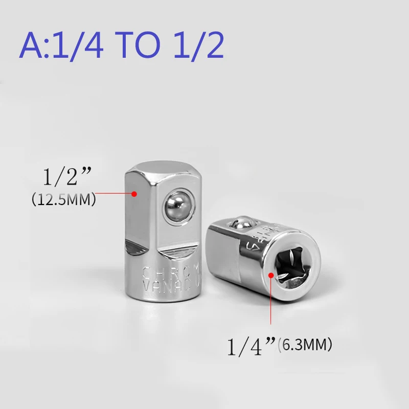 CR-V Steel Socket Ratchet Converter Adapter Reducer 1/2" to 1/4" 1/2" to 1/4" Car Bicycle Garage Repair Tools Small Socket Tools