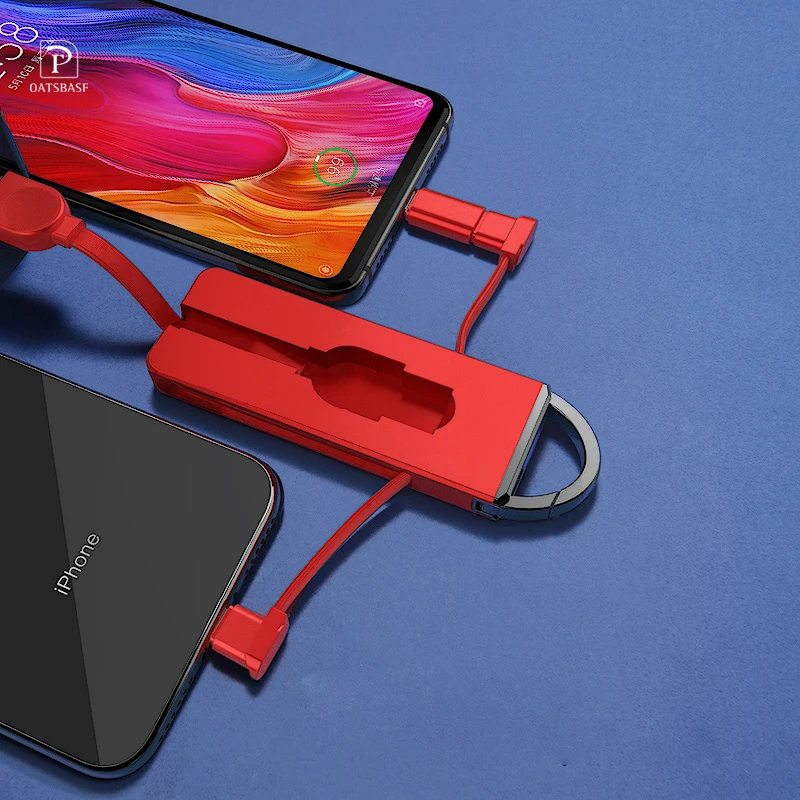 Брелок OATSBASF 3 в 1 с адаптером типа C зарядный кабель для iPhone XS X 8 7 Plus Huawei P10 pro |