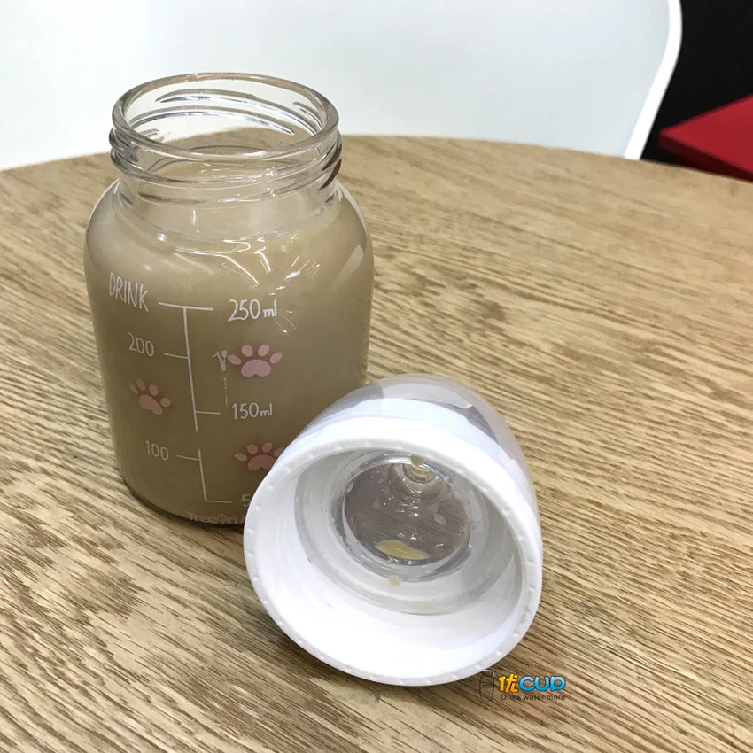 Новый милый котенок мультфильм молоко бутылка для воды с крышкой калибровкой