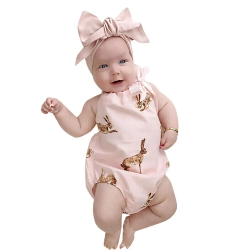 Лето 2017 милая Одежда для новорожденных Ползунки маленьких девочек розовый