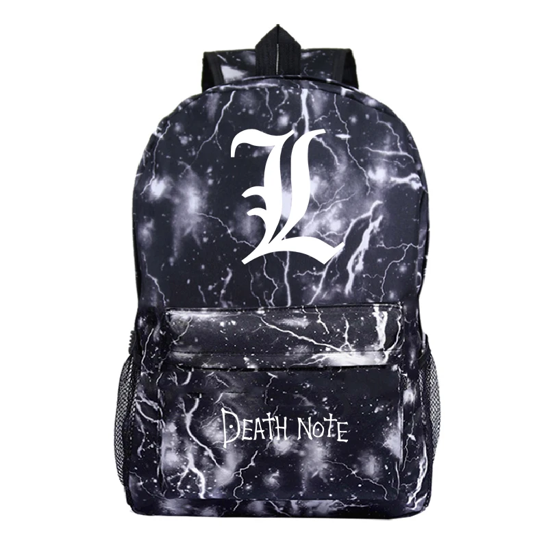 Death Note L Teens School Backpack Fashion New Pattern Men Women Travel Mochila Beautiful Students Boys Girls Book Rucksack
