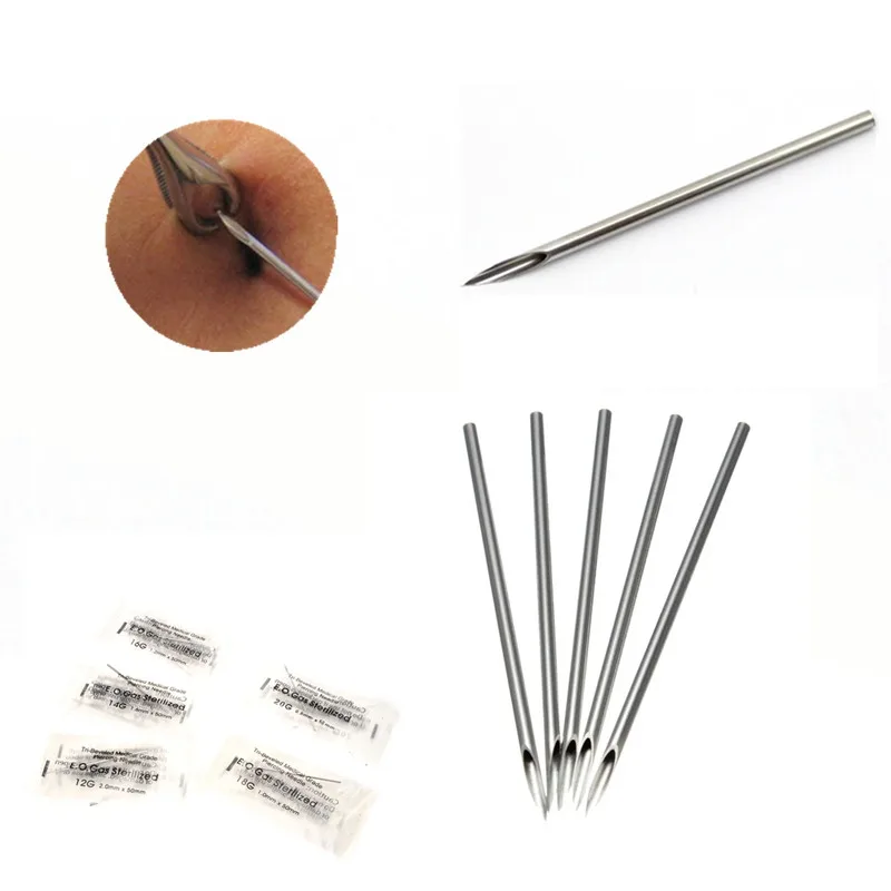 

100PC 14G Disposable Tattoo Sterile Body Piercing Needles 14G With Box For Ear Nose Navel Nipple Free Shipping BN-14G
