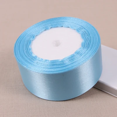 Небесно-голубая лента 25 ярдов красивая шелковая атласная для свадебной