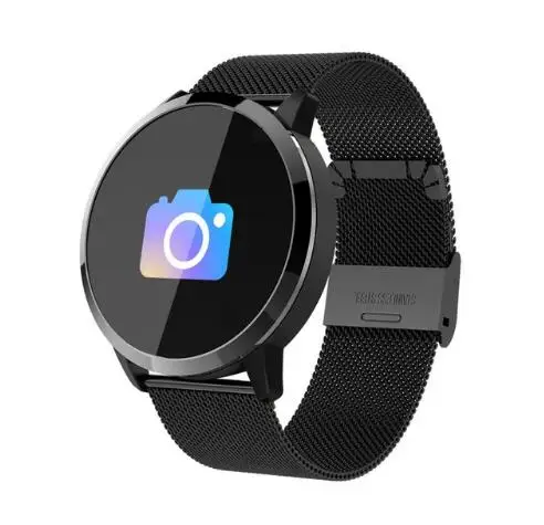 Фитнес-трекер Q8 Смарт-часы OLED Цвет Сенсорный экран Bluetooth waches крови Давление, с экраном сердцебиения, умные часы, для мужчин и женщин - Цвет: Black Steel