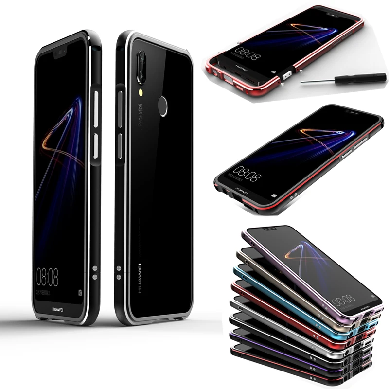 Роскошный противоударный чехол бампер для Huawei P20 Lite алюминиевая металлическая