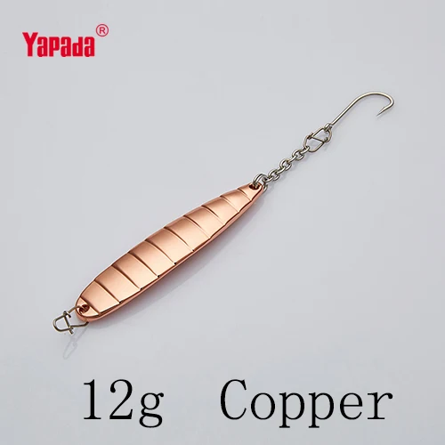 Copper 12g YAPADA, ловля со льдом, 518 бамбук, 12 г, 60X13X5 мм, одноместный КРЮЧОК, многоцветная металлическая ложка, рыболовные приманки - Цвет: Copper 12g