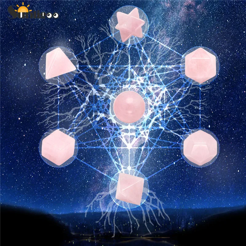 Sunligoo 7 шт. набор геометрических элементов для исцеления чакры с кристаллами