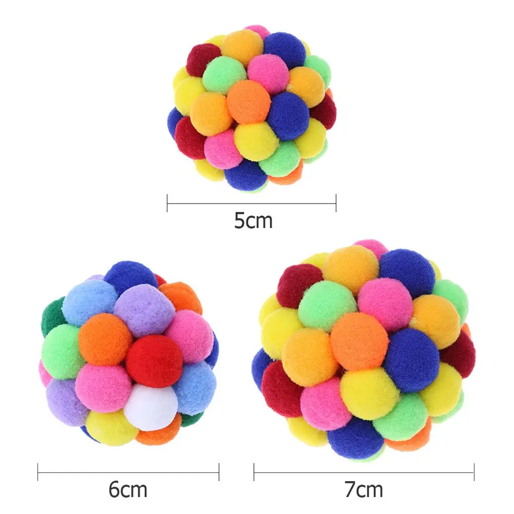 

1Pc Cute Bouncy Ball With Bells Pet Cat Toys Colorful Handmade Funny Cat Teasing Interactive Toy Pet Training Products