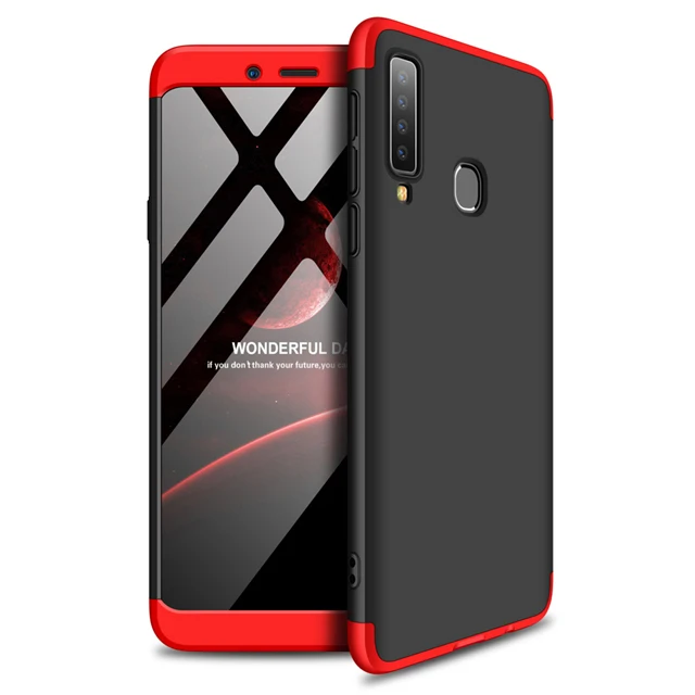 red and black 3-в-1 чехол-накладка для samsung A9 A920 ПК Жесткий матовый чехол для телефона чехол для samsung Galaxy A9 A9s бронированный чехол Coque - Цвет: red and black