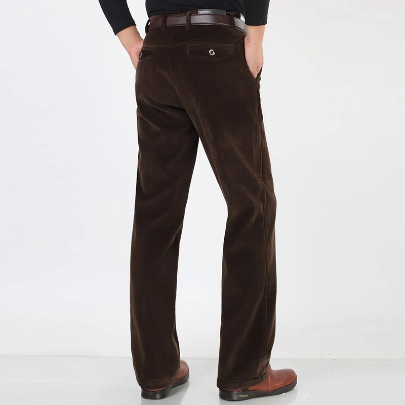 Мужские вельветовые прямые брюки повседневные деловые с высокой талией размеры