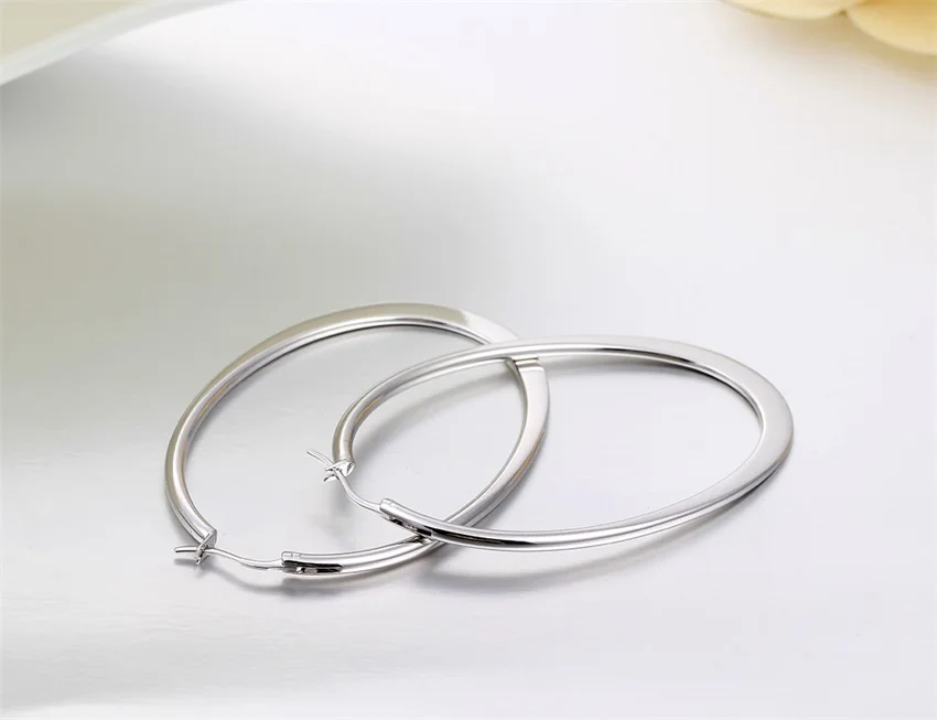 Розовый и белый золотой цвет массивные большие Овальный Круглый Серьги кольца