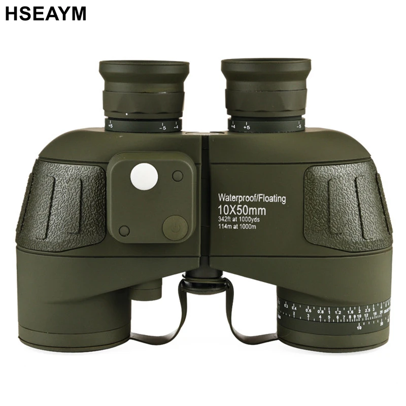 HSEAYM 10X50 Диапазон бинокль телескоп водонепроницаемый противотуманный дальномер Сетка осветитель область низкий свет ночное видение