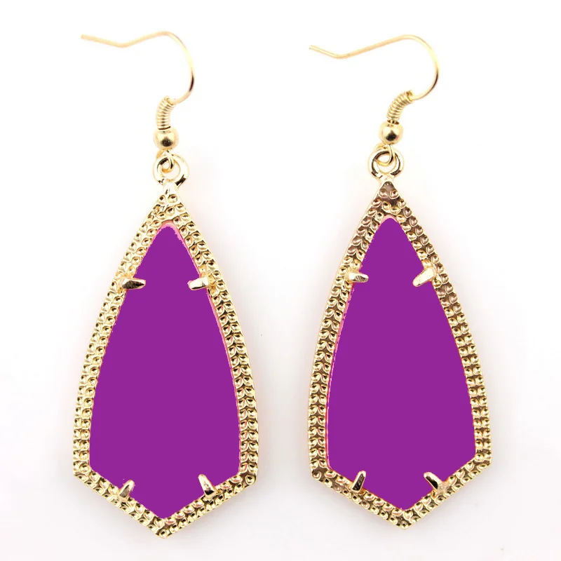 Gold Purple Получите это девушка 16 цветов бренд классический подвесной кайт дизайн Золотая рамка стрелка крюк серьги для женщин Мода бутик современные ювелирные изделия - Окраска металла: Gold Purple