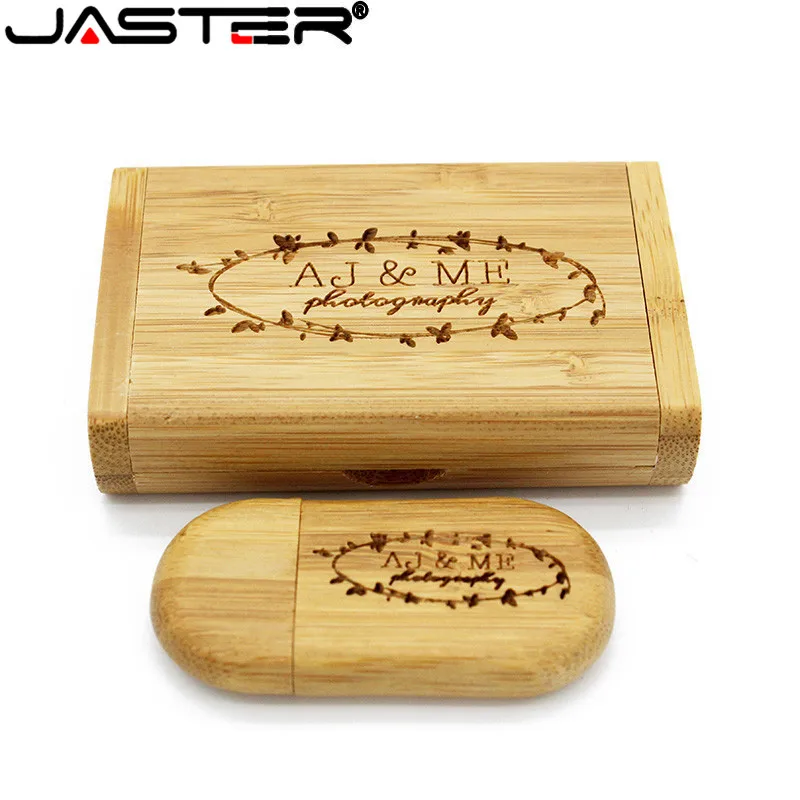 JASTER (бесплатный логотип) Деревянный usb + коробка ручка накопитель 8 ГБ 16 32 флэш